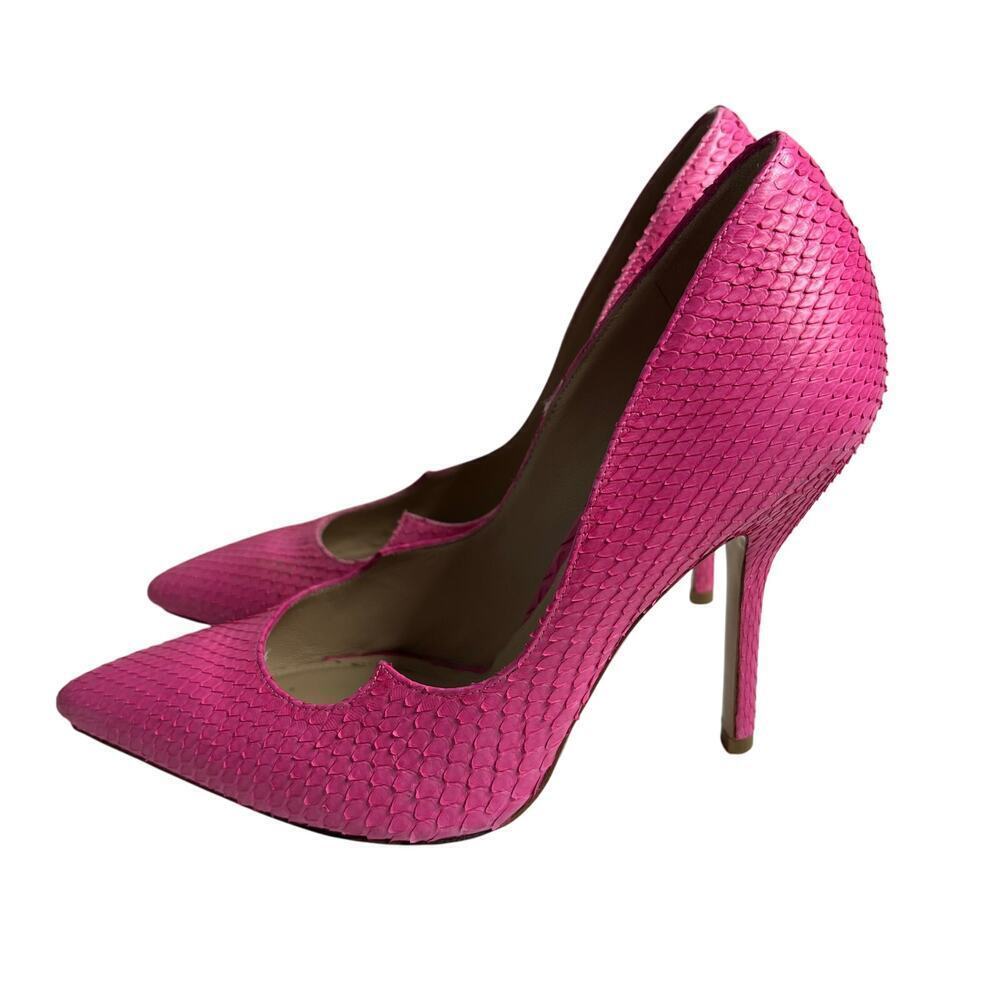 Paul Andrew Kimura Python Leather Pumps Neon Rose… - image 4